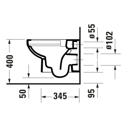 Duravit WC suspendu, cuvette à chasse basse No. 1 Compact 36,5x48 cm, 4,5 l, sans rebord, blanc