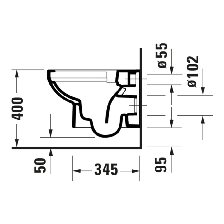 Duravit WC suspendu, cuvette à chasse basse No. 1 Compact 36,5x48 cm, 4,5 l, sans rebord, blanc