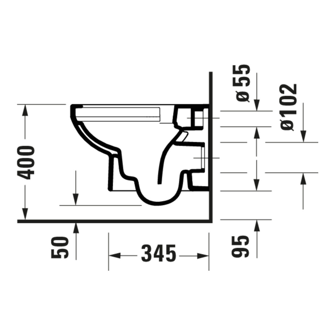 Duravit WC suspendu, cuvette à chasse basse No. 1 Compact 36,5x48 cm, 4,5 l, sans rebord, blanc