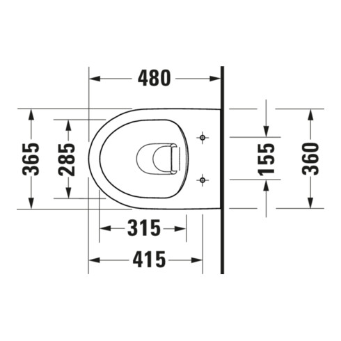 Duravit WC suspendu, cuvette à chasse basse No. 1 Compact 36,5x48 cm, 4,5 l, sans rebord, blanc