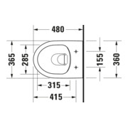 Duravit WC suspendu, cuvette à chasse basse No. 1 Compact 36,5x48 cm, 4,5 l, sans rebord, blanc-4