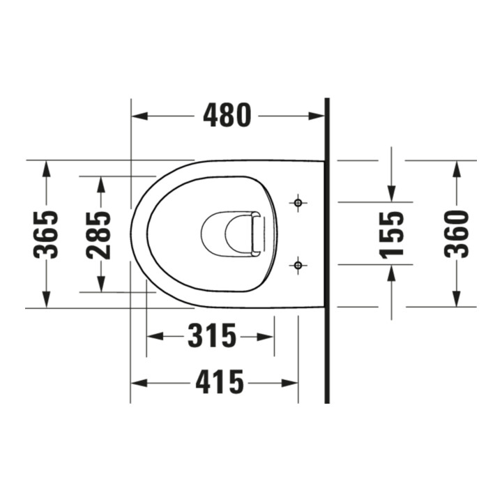 Duravit WC suspendu, cuvette à chasse basse No. 1 Compact 36,5x48 cm, 4,5 l, sans rebord, blanc