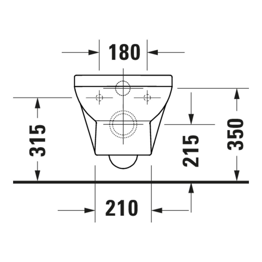 Duravit WC suspendu, cuvette à chasse basse No. 1 Compact 36,5x48 cm, 4,5 l, sans rebord, blanc