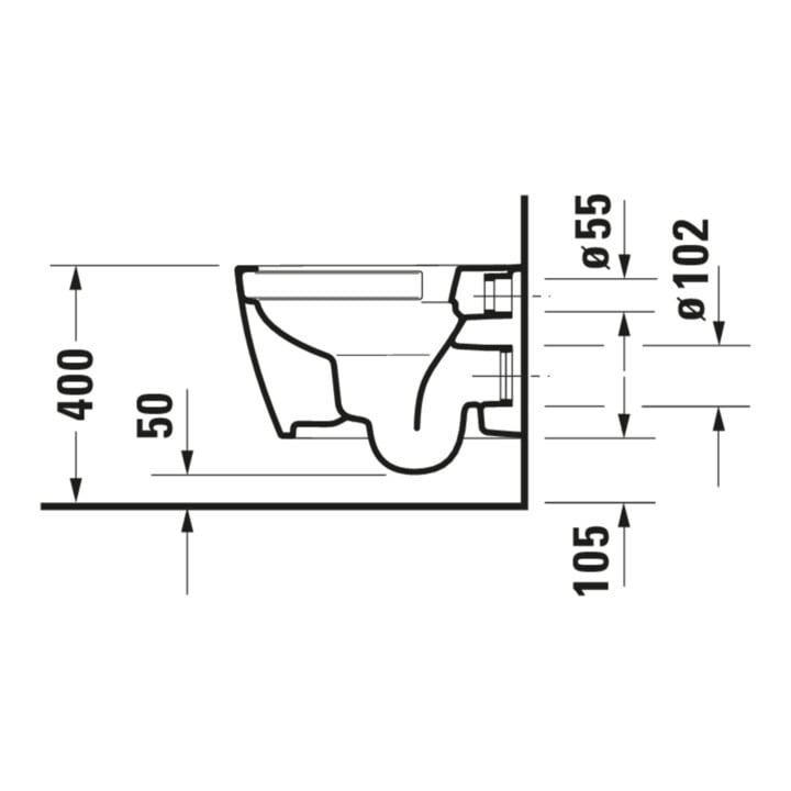 Duravit WC suspendu, cuvette à chasse profonde Com Me by Starck 37x48 cm, 4,5 l, sans bride, blanc mat HygGlaze