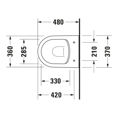 Duravit WC suspendu, cuvette à chasse profonde Com Me by Starck 37x48 cm, 4,5 l, sans bride, blanc mat HygGlaze