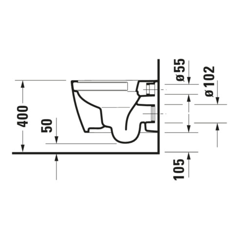 Duravit WC suspendu, cuvette à chasse profonde Com Me by Starck 37x48 cm, 4,5 l, sans bride, blanc mat HygGlaze