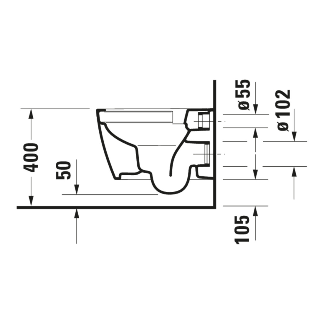 Duravit WC suspendu, cuvette à chasse profonde Com Me by Starck 37x48 cm, 4,5 l, sans bride, blanc mat HygGlaze