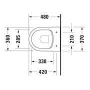 Duravit WC suspendu, cuvette à chasse profonde Com Me by Starck 37x48 cm, 4,5 l, sans bride, blanc mat HygGlaze-5