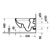 Duravit WC suspendu, cuvette à chasse profonde D-Code 37x57 cm, 4,5 l, sans bride, blanc, sans charnière prémontée-5