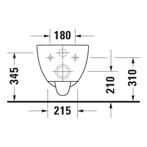 Duravit WC suspendu, cuvette à chasse profonde D-Code 37x57 cm, 4,5 l, sans bride, blanc, sans charnière prémontée