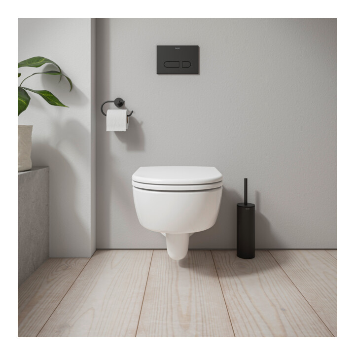 Duravit WC suspendu, cuvette à chasse profonde D-Code avec abattant à frein, sans rebord, blanc