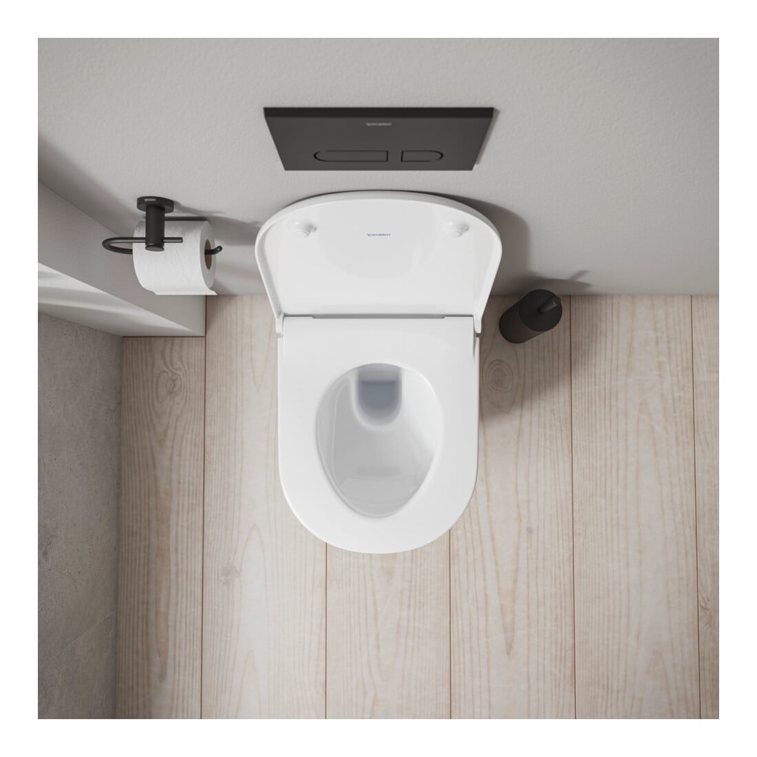 Duravit WC suspendu, cuvette à chasse profonde D-Code sans abaissement, avec siège WC, sans rebord, blanc