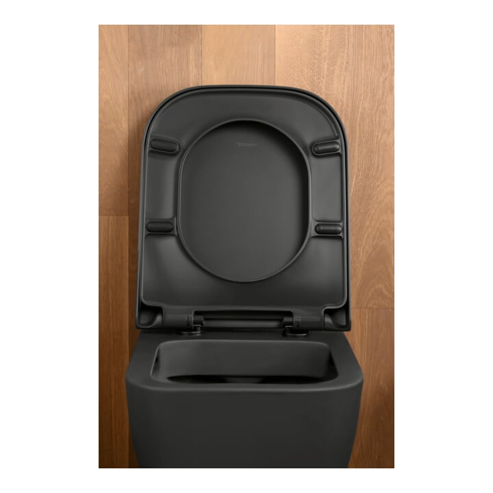 Duravit WC suspendu, cuvette à chasse profonde Happy D.2 36,5x54 cm, 4,5 l, sans bride, anthracite HygGlaze