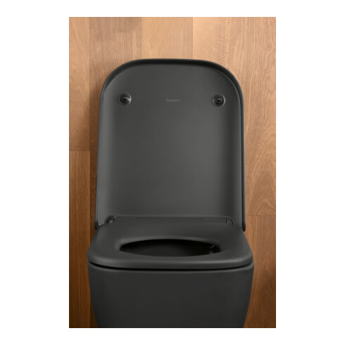Duravit WC suspendu, cuvette à chasse profonde Happy D.2 36,5x54 cm, 4,5 l, sans bride, anthracite HygGlaze