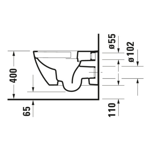 Duravit WC suspendu, cuvette à chasse profonde Happy D.2 36,5x54 cm, 4,5 l, sans bride, anthracite HygGlaze