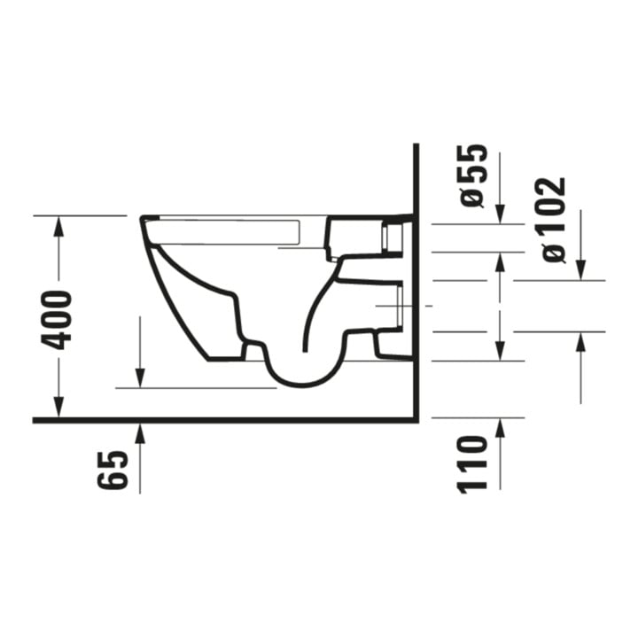 Duravit WC suspendu, cuvette à chasse profonde Happy D.2 36,5x54 cm, 4,5 l, sans bride, anthracite HygGlaze