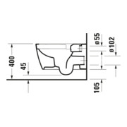 Duravit WC suspendu, cuvette à chasse profonde Me by Starck 37x57cm, 4,5 l, sans rebord, blanc mat HygGlaze-4