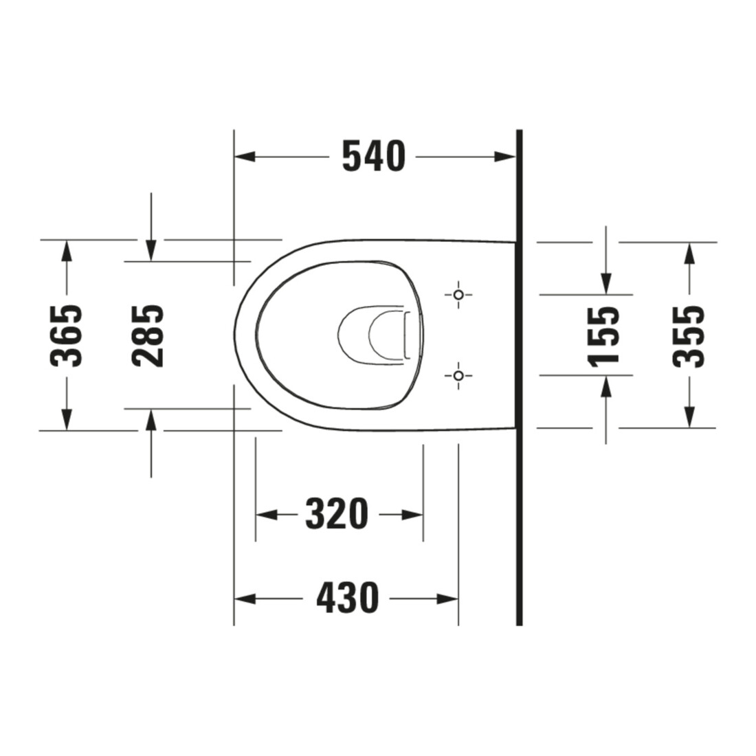 Duravit WC suspendu, cuvette à chasse profonde No. 1 36,5x54 cm, Rimless, blanc