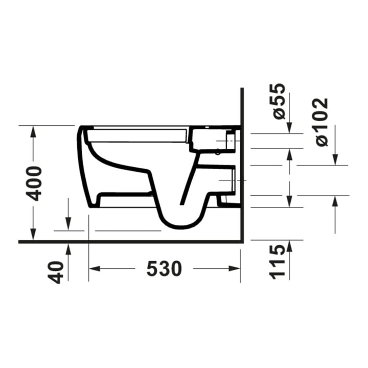 Duravit WC suspendu, cuvette à chasse profonde Qatego 38,5x57 cm, 4 l, blanc brillant