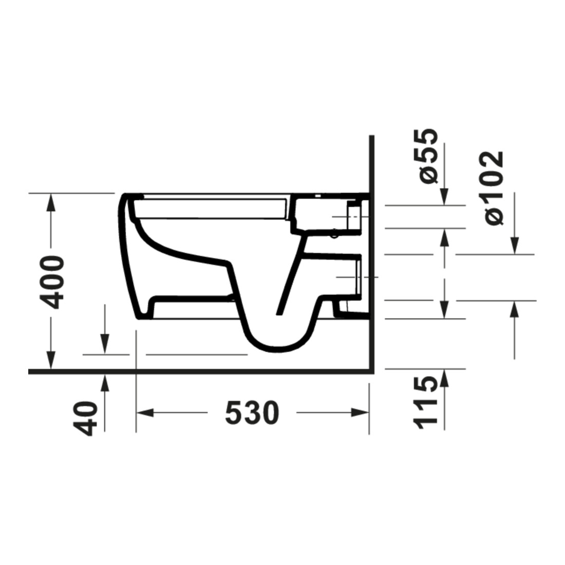Duravit WC suspendu, cuvette à chasse profonde Qatego 38,5x57 cm, 4 l, blanc brillant