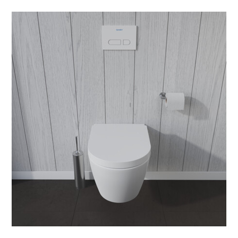 Duravit WC suspendu, cuvette à chasse profonde Set HygFlush Me by Starck avec abattant, blanc mat soyeux Hygieneglaze