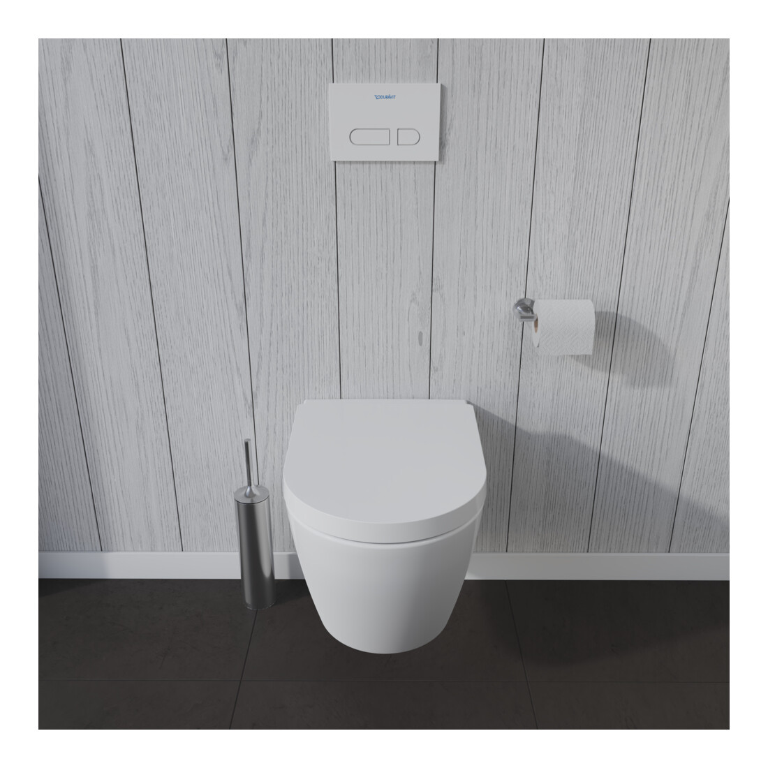 Duravit WC suspendu, cuvette à chasse profonde Set HygFlush Me by Starck avec abattant, blanc mat soyeux Hygieneglaze