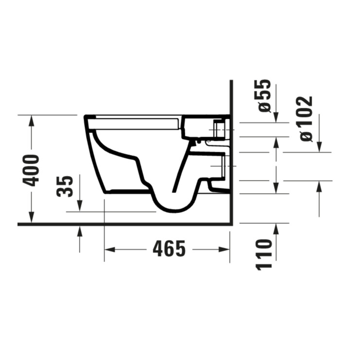 Duravit WC suspendu, cuvette à chasse profonde Set HygFlush Me by Starck avec abattant, blanc mat soyeux Hygieneglaze