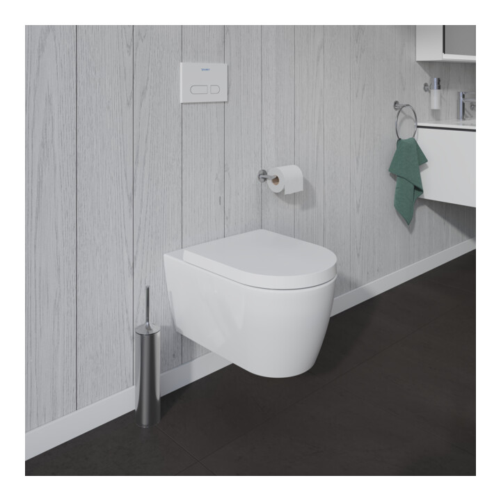 Duravit WC suspendu, cuvette à chasse profonde Set HygFlush Me by Starck avec abattant, blanc mat soyeux Hygieneglaze