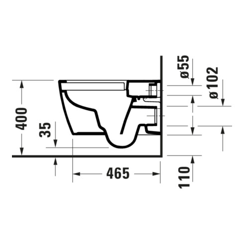 Duravit WC suspendu, cuvette à chasse profonde Set HygFlush Me by Starck avec abattant, blanc mat soyeux Hygieneglaze