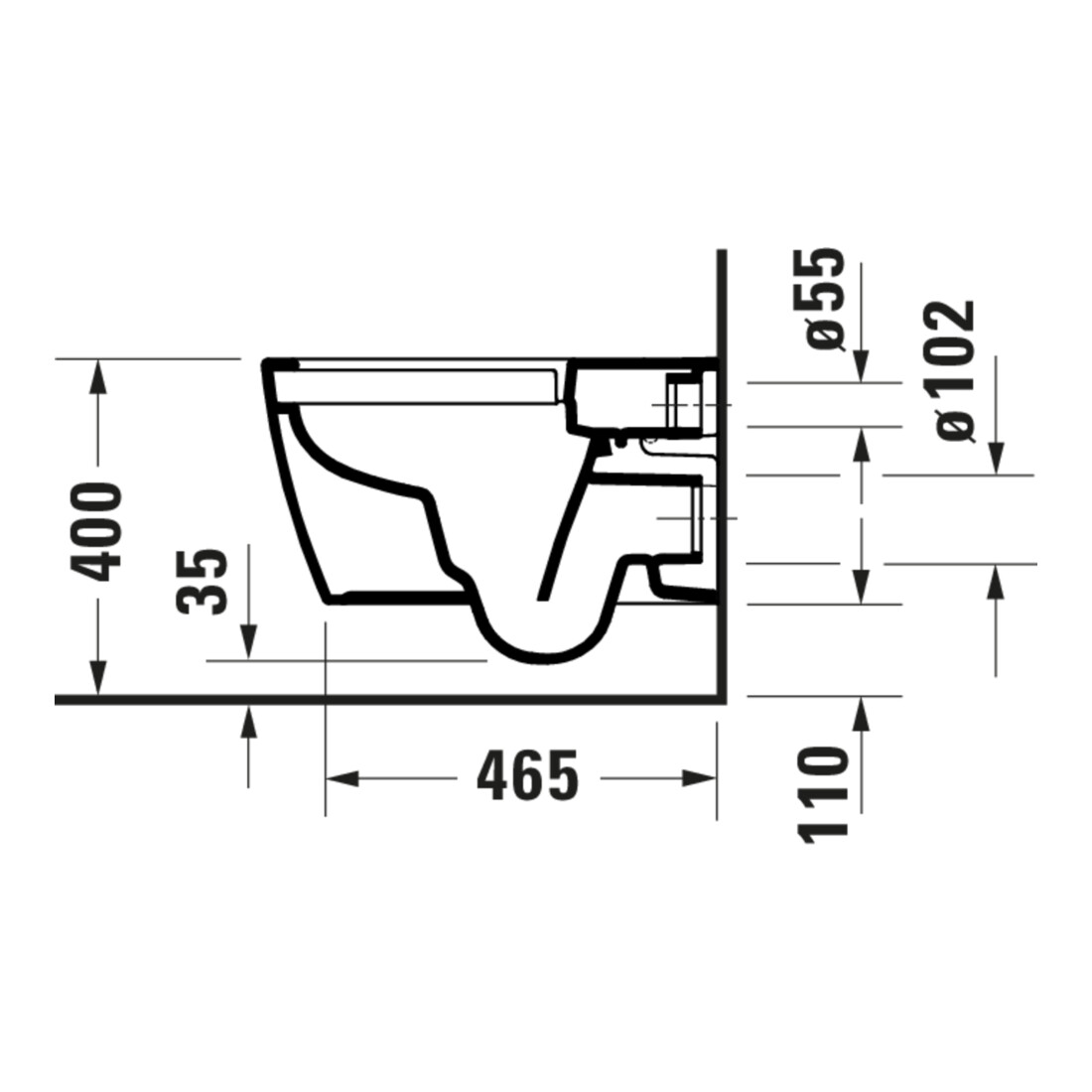 Duravit WC suspendu, cuvette à chasse profonde Set HygFlush Me by Starck avec abattant, blanc mat soyeux Hygieneglaze