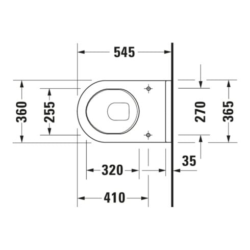 Duravit WC suspendu, cuvette à chasse profonde Starck 3 36,5x54,5 cm, 6 l, entraxe 23 cm, blanc