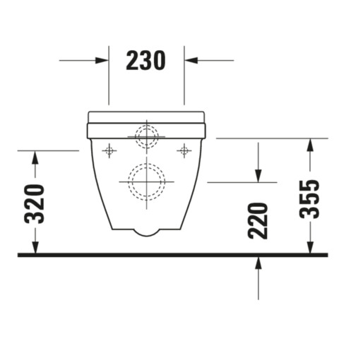 Duravit WC suspendu, cuvette à chasse profonde Starck 3 36,5x54,5 cm, 6 l, entraxe 23 cm, blanc