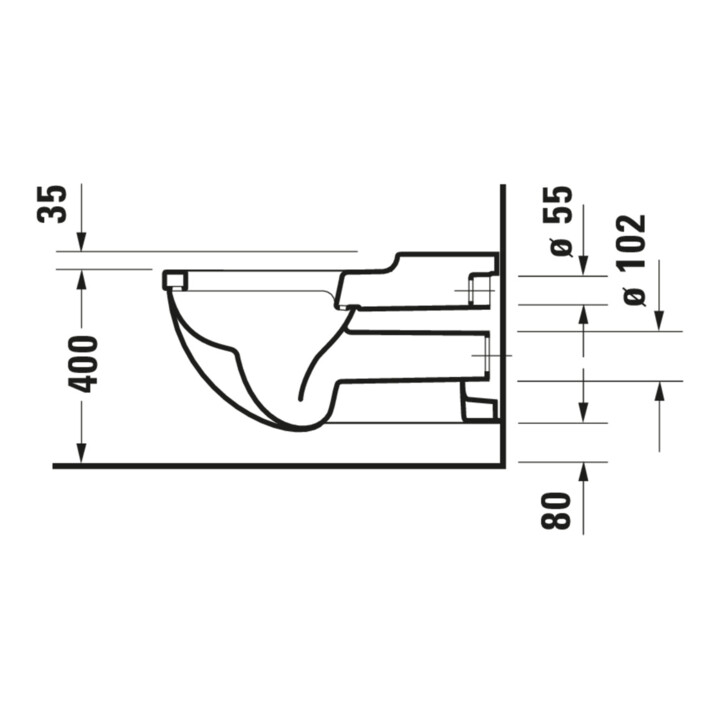 Duravit WC suspendu, cuvette à chasse profonde Starck 3 Vital 37x70 cm, 6 l, accessible, blanc