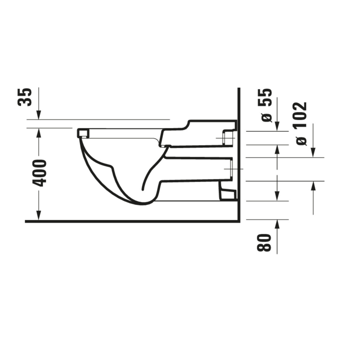 Duravit WC suspendu, cuvette à chasse profonde Starck 3 Vital 37x70 cm, 6 l, accessible, blanc