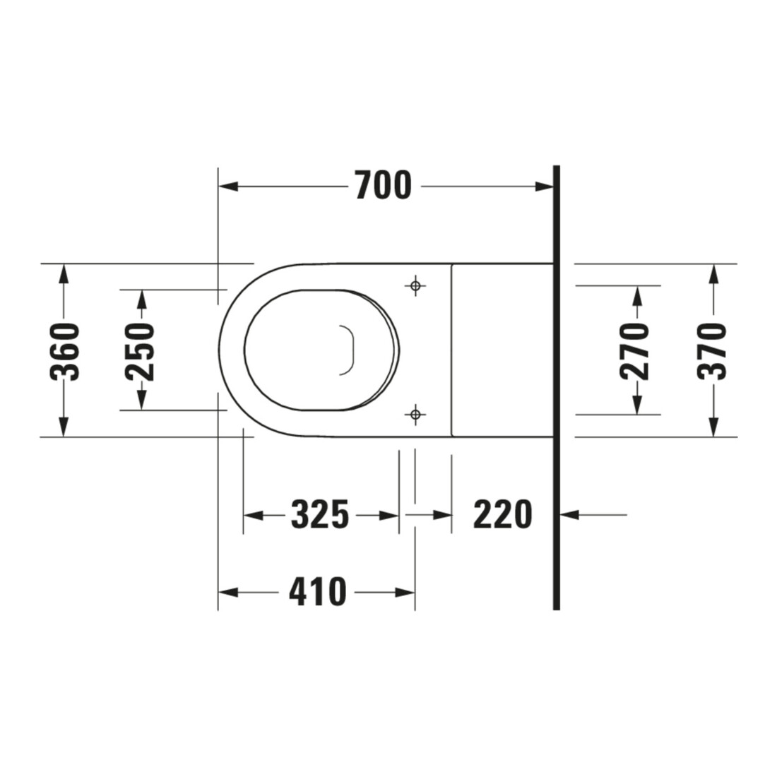 Duravit WC suspendu, cuvette à chasse profonde Starck 3 Vital 37x70 cm, 6 l, accessible, blanc