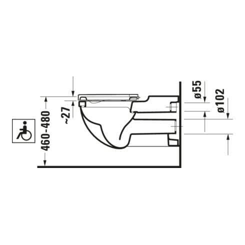 Duravit WC suspendu, cuvette à chasse profonde Starck 3 Vital 37x70 cm, 6 l, accessible, blanc