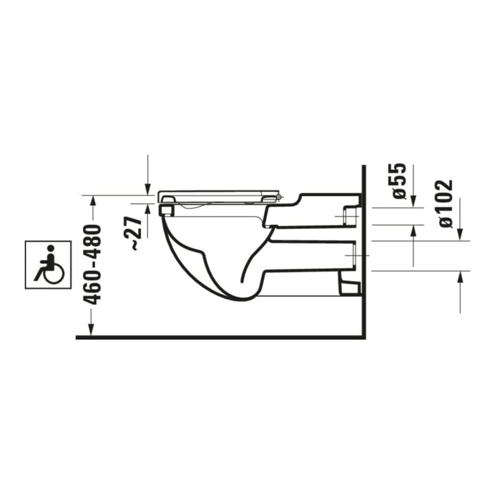 Duravit WC suspendu, cuvette à chasse profonde Starck 3 Vital 37x70 cm, 6 l, accessible, blanc