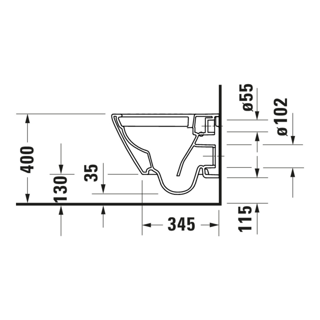 Duravit WC suspendu, cuvette profonde Compact D-Neo 37x48 cm, 4,5 l, sans rebord, blanc