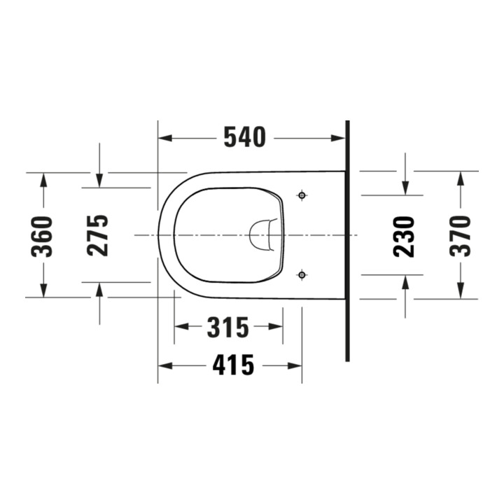 Duravit WC suspendu, cuvette profonde D-Code 37x54 cm, 4 l, sans bride, blanc, sans charnière prémontée