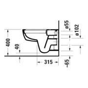 Duravit WC suspendu, cuvette profonde D-Code 37x54 cm, 4 l, sans bride, blanc, sans charnière prémontée-4