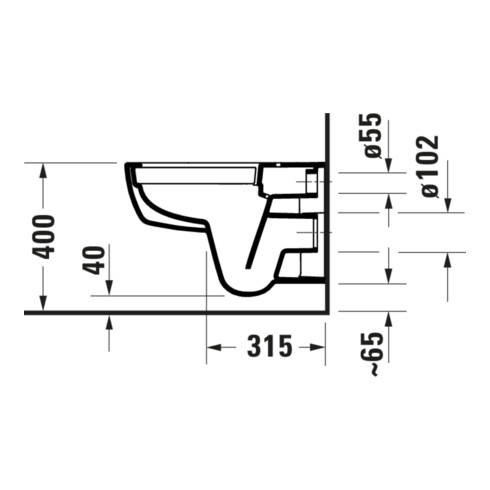Duravit WC suspendu, cuvette profonde D-Code 37x54 cm, 4 l, sans rebord, blanc, avec ferrure pré-montée
