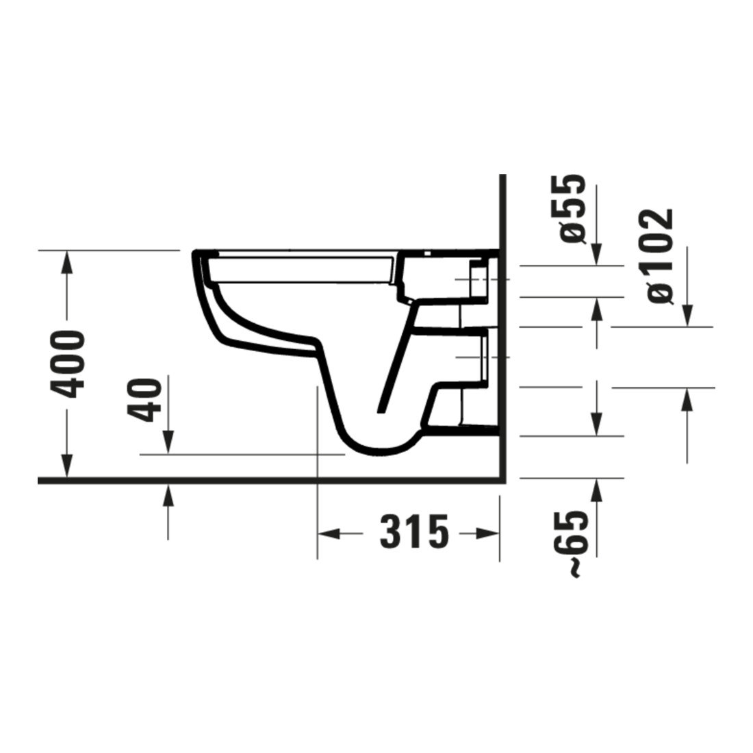 Duravit WC suspendu, cuvette profonde D-Code 37x54 cm, 4 l, sans rebord, blanc, avec ferrure pré-montée