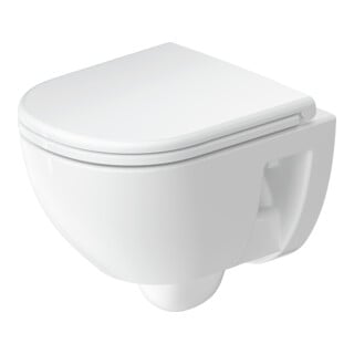 Duravit WC suspendu, cuvette profonde D-Code Compact 37x48cm, 4,5 l, sans bride, blanc, sans charnières prémontées
