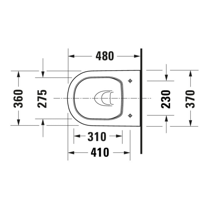 Duravit WC suspendu, cuvette profonde D-Code Compact 37x48cm, 4,5 l, sans bride, blanc, sans charnières prémontées