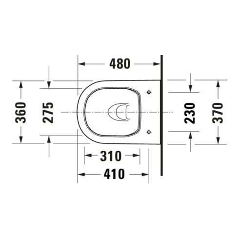 Duravit WC suspendu, cuvette profonde D-Code Compact 37x48cm, 4,5 l, sans bride, blanc, sans charnières prémontées