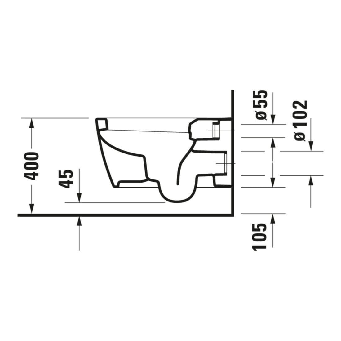 Duravit WC suspendu, cuvette profonde Me by Starck 37x57cm, 4,5 l, blanc s-mat Hygieneglaze
