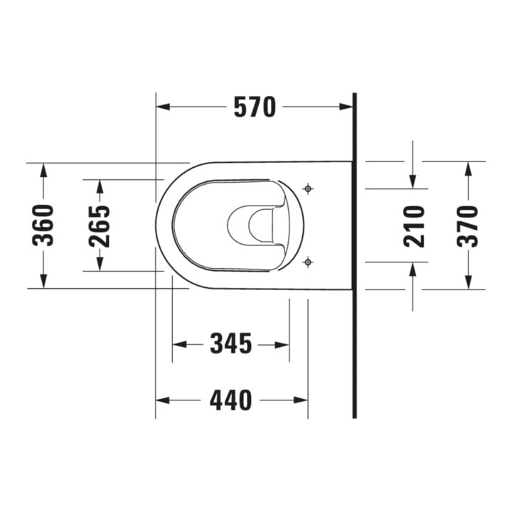 Duravit WC suspendu, cuvette profonde Me by Starck 37x57cm, 4,5 l, blanc s-mat Hygieneglaze