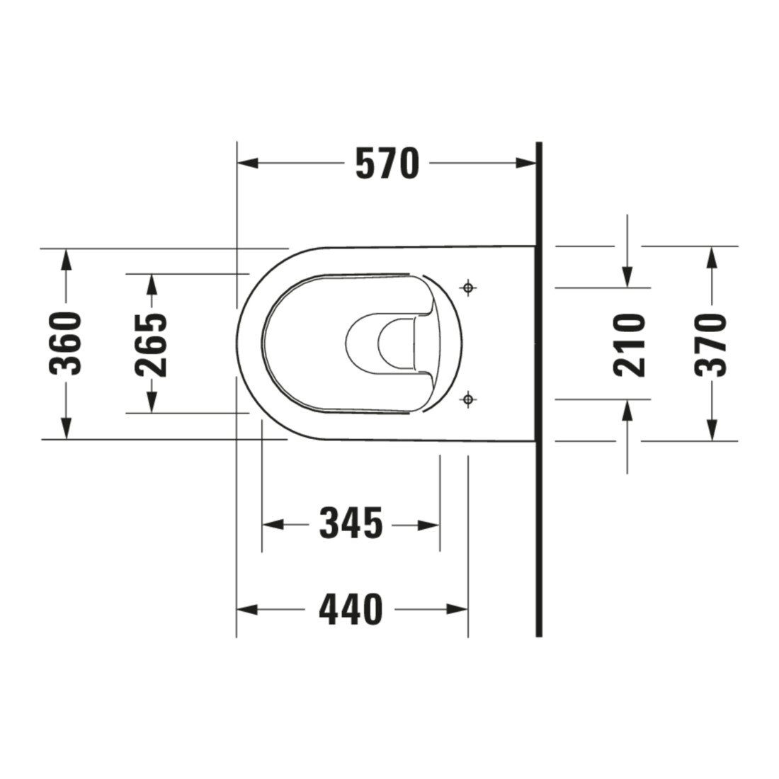 Duravit WC suspendu, cuvette profonde Me by Starck 37x57cm, 4,5 l, blanc s-mat Hygieneglaze