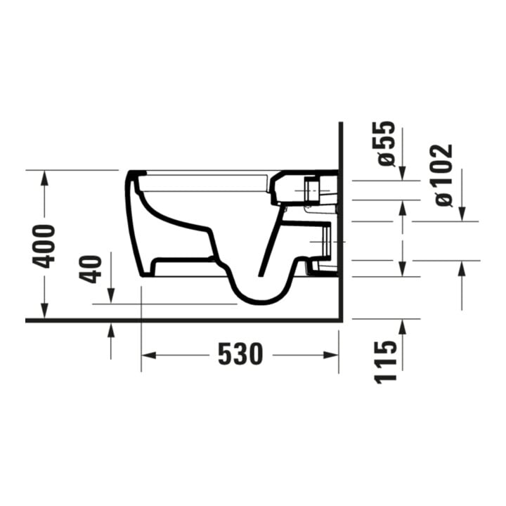 Duravit WC suspendu, cuvette profonde Qatego 38,5x57 cm, 4,5 l, sans bride, blanc brillant