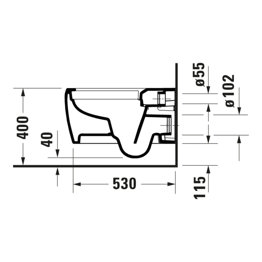 Duravit WC suspendu, cuvette profonde Qatego 38,5x57 cm, 4,5 l, sans bride, blanc brillant